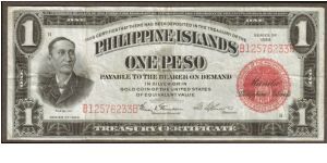 p68c 1924 1 Peso Treasury Certificate Banknote