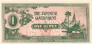 1 Rupee

Burma - Occupied by The Japanese Government

(Ananda Temple on Obverse) Banknote