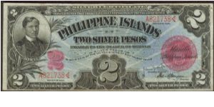 p32a 1906 2 Peso Silver Certificate Banknote