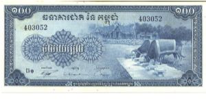 Blue on light blue underprint. Two oxen ar right. Three ceremonial women. Banknote