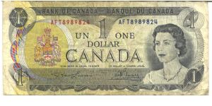 Black on light green multicolour underprint. Gueen Elizabeth II at right. Parliament Building as scene from across Ottawa River on back. Banknote