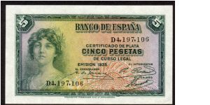 P-85 5 pesetas Banknote