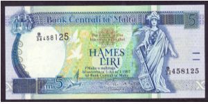 P-42 ND(1989) 5 liri Banknote