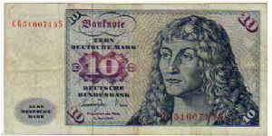 GERMANY FEDERAL REPUBLIC -  
10 Deutsche Mark -  pk# 31 b - 
01.06.1977. - 
(1970-1980) Banknote