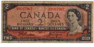 2 Dollars - pk# 76 a - Sign. Beattie / Coyne - (1955-61) - 1954 (1955-1975) Banknote