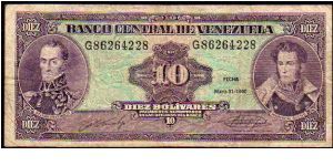 10 Bolivares - pk# 61 - 31.03.1990 Banknote