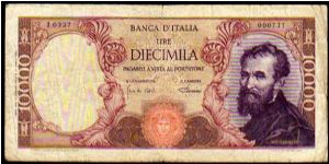 10'000 Lire - Pk 97 - sign.Carli & Pacini - 04.01.1968 Banknote