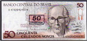 50 Cruzeiros - Pk 223 - Ovpt on 50 Crusados Novos
 Banknote