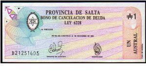 SALTA - 1 Austral - Pk S2612 e - Decreto 1520/87 Banknote