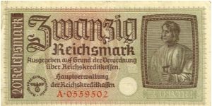 Germany 20 Reichsmark 1939-1945 (German Occupying Forces) P-R139 Banknote