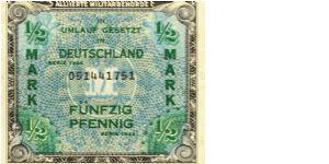 Germany Half Mark (50 Pfennig) 1944 (Alied Miltary Money). Banknote