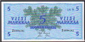 5 Markkaa
Pk 106a Banknote