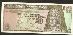 Guatemala Half Quetzal 1989 P72 Banknote