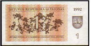 1 Talonas
Pk 39 Banknote