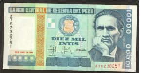 Peru 10,000 Intis 1988 P140 Banknote