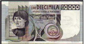 10'000 Lire

Pk 106
==================
Sign. Ciampi-Speziali

Nr. DB 271713 K
================== Banknote