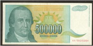Yugoslavia 500,000 Dinara 1993 P131 Banknote