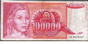 100'000 Dinara

Pk 97 Banknote