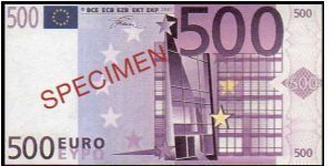 *EUROPEAN UNION*
___________________
500 Euro_
Pk NL_
Specimen Banknote