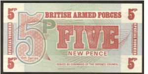 UK - British Armed Forces 5p 1972 PM47 Banknote