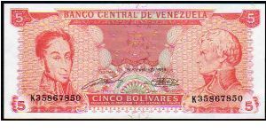 5 Bolivares

Pk 70 Banknote