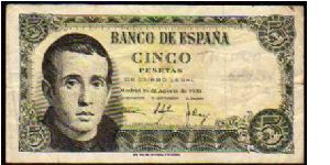 5 Pesetas
Pk 139 Banknote