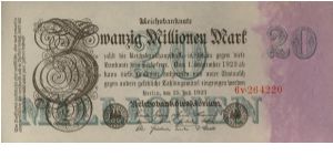 Germany 20,000,000 (20 Million) Mark 1923 P97a Uniface. Banknote