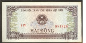 Vietnam 2 Dong 1980 P85. Banknote