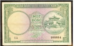 Vietnam 1 Dong 1956 P1. Banknote