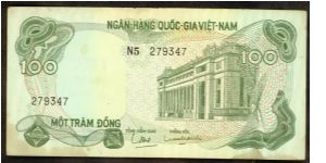 South Vietnam 100 Dong 1970 P26. Banknote