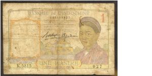 French Indochina 1 Piastre 1932 P54 Banknote