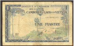 French Indochina 1 Piastre 1954 P105. Banknote