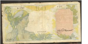 French Indochina 100 Piastres 1947 P82. Banknote