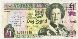 Jersery 1995 1 pound, commemorating the 50th Anniversary of the liberation of Jersey. Special thanks to peck_ed! Banknote