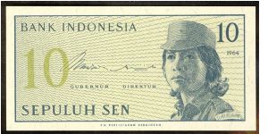 Indonesia 10 Sen 1964 P92. Banknote