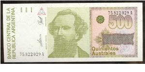 Argentina 500 Aust 1988 P328b. Banknote