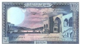 blue on light pink and light blue underprint. Palais Beit-ed-din with inner courtyard. Snowy ceders on Lebanon mountains on back. Watermark: Bearded male elder. Banknote