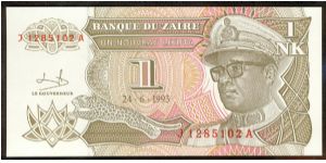 Zaire 1 Nouveau Mikuta 1993 P47 Banknote