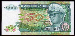 *ZAIRE*
__

50 Zaires__
pk# 32__30.06.1988
 Banknote