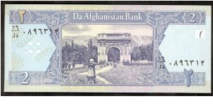Afghanistan 2 Afghanis 2002 P65. Banknote