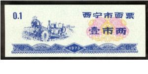 China 0.1 Unit Food Coupon 1973. Banknote