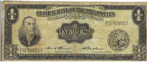 PI-133d English series 1 Peso note, prefix FQ. Banknote