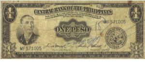 PI-133e English series 1 Peso note, prefix MF. Banknote