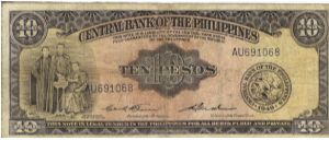 PI-136c English series 10 Pesos note, prefix AU. Banknote