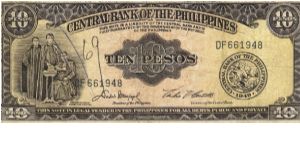 PI-136e English series 10 Peso note, prefix DF. Banknote