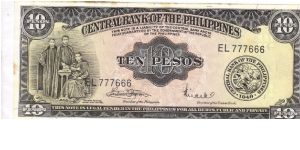 PI-136f English series 10 Pesos note, prefix EL. Banknote