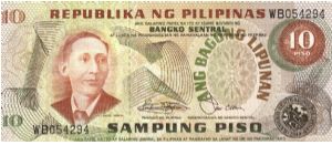 Philippine 10 Pesos note in series, 4 of 5. Banknote