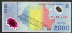 Romania 2000 Lei 1999 Polymer P111. Banknote