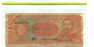 Like #198 Orange on multicolour underpint. Two signature varieties (small size signature).

General Jose E. Diaz at right. Black serial # upper left and lower right. Ruins of Humaita on back. Banknote