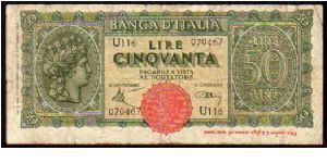50 Lire
Pk 74 Banknote